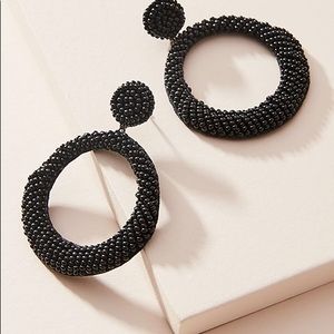 Anthropologie Anya Beaded Hoop Drop Earrings